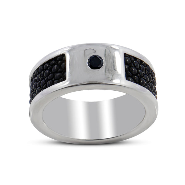 925 Silver Garnet Stingray Design Band Ring