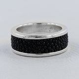 Garnet Gemstone Stingray Design Band Silver Ring