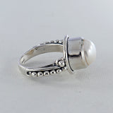 Natural Rainbow Moonstone Silver Ring