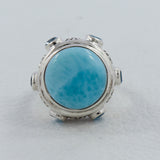 Larimar, Blue Topaz Sterling Silver Ring