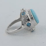 Larimar, Blue Topaz Sterling Silver Ring