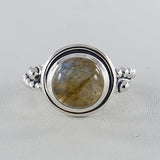 Natural Rainbow Moonstone Silver Ring