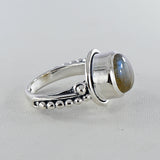 Natural Rainbow Moonstone Silver Ring