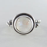 Natural Rainbow Moonstone Silver Ring