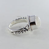 Natural Rainbow Moonstone Silver Ring