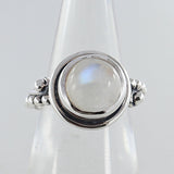 Natural Rainbow Moonstone Silver Ring