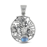 Rainbow Moonstone Silver Pendant