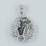 Rainbow Moonstone Silver Pendant