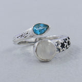 Labradorite, Mystic Quartz Gemstone Silver Ring