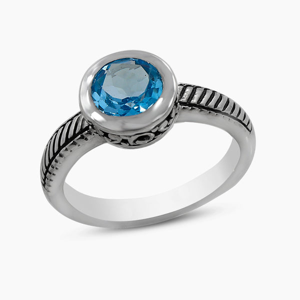 Blue Topaz Silver Rings