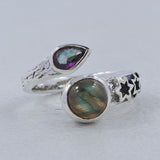 Labradorite, Mystic Quartz Gemstone Silver Ring