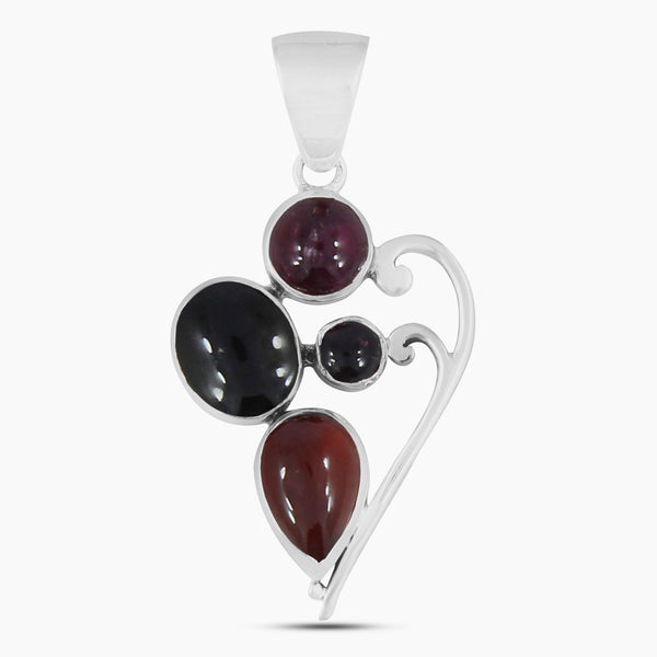 Hessonite Gemstone Silver Pendants