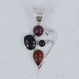 Multi Tourmaline Hessonite Gemstone Silver Pendant