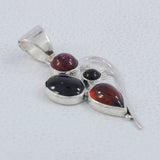 Multi Tourmaline Hessonite Gemstone Silver Pendant