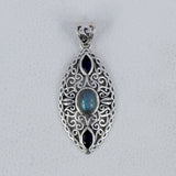 Labradorite, Iolite Gemstone Silver Pendant