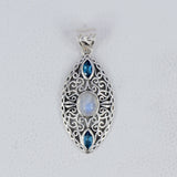 Labradorite, Iolite Gemstone Silver Pendant