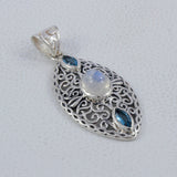 Labradorite, Iolite Gemstone Silver Pendant