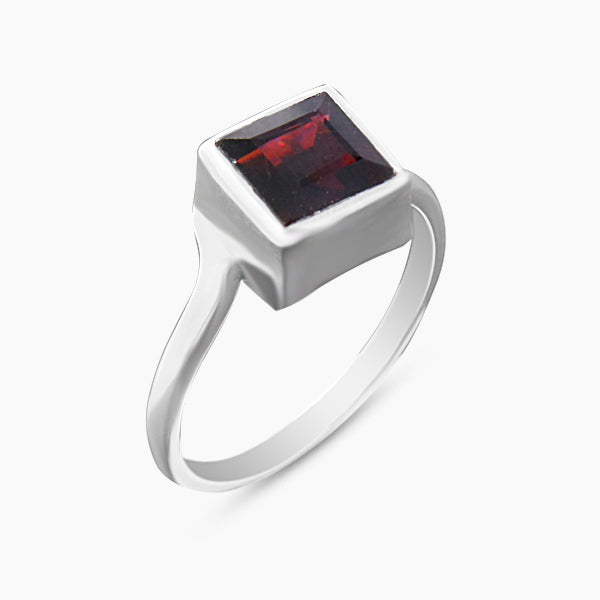 Natural Garnet Silver Rings