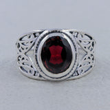 Natural Garnet Gemstone Silver Rings