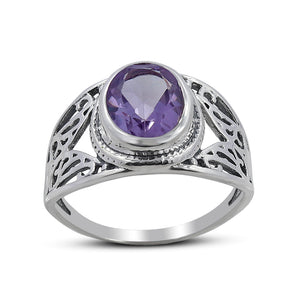 Natural Garnet Gemstone Silver Rings