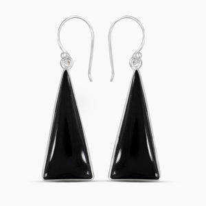 Black Onyx Silver Earrings
