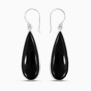 Black Onyx Silver Earrings