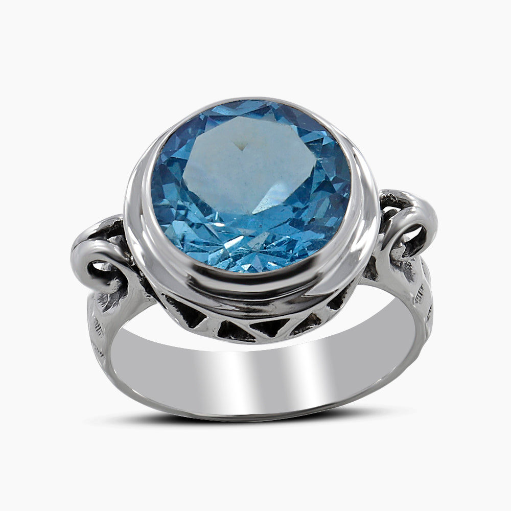 925 Sterling Silver Blue Topaz Rings