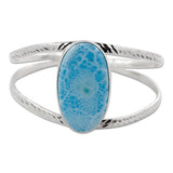 Larimar Pectolite Bangle with Sterling Silver Jewelry