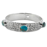 Natural Mexican Turquoise With Solid Sterling Silver Bangles Gift Jewelry