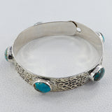 Natural Mexican Turquoise With Solid Sterling Silver Bangles Gift Jewelry