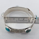 Natural Mexican Turquoise With Solid Sterling Silver Bangles Gift Jewelry