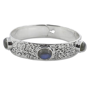 Labradorite Silver Bangles