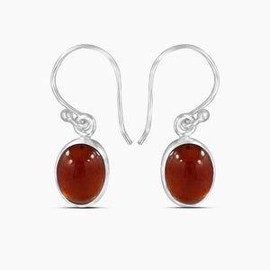 Hessonite Silver Earrings