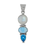 Rainbow Moonstone Silver Pendent