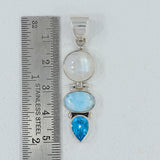 Rainbow Moonstone Silver Pendent