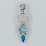 Rainbow Moonstone Silver Pendent