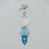 Rainbow Moonstone Silver Pendent