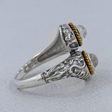 Natual Rainbow Moonstone Silver Bypass Ring