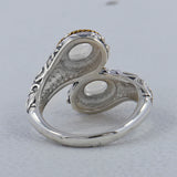 Natual Rainbow Moonstone Silver Bypass Ring