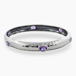 Natural Amethyst 925 Sterling Silver Women's Bangle Jewelry