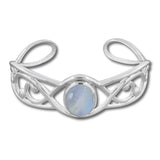 Blue Fire Rainbow Moonstone 925 Sterling Silver Cuff Bangle Jewelry