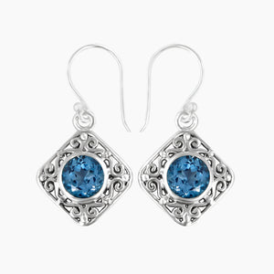 Blue Topaz Silver Earrings