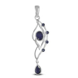 Natural Iolite 925 Silver Pendant