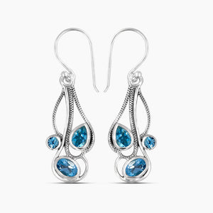 Blue Topaz Silver Earrings