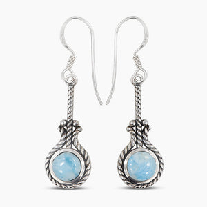 Natural Larimar Silver Earrings
