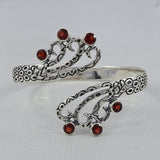 Natural Garnet 925 Silver Designer Cuff Bangle Jewelry