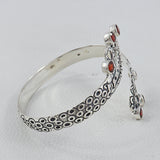 Natural Garnet 925 Silver Designer Cuff Bangle Jewelry