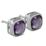 Amethyst Studs Silver Earring