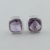 Amethyst Studs Silver Earring