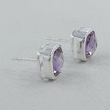 Amethyst Studs Silver Earring